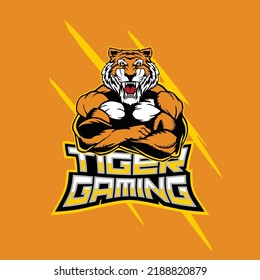 Tiger angry gaming logo design 