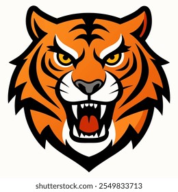 tiger angry head vector icon on white background