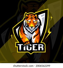 Tiger angry mascot logo esport design