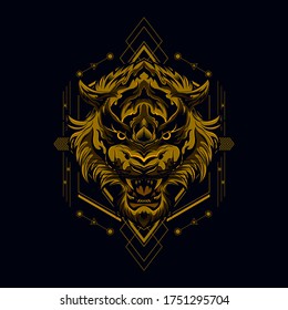 Tiger Angry Mythical vector illustration