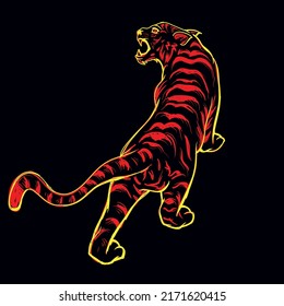 tiger angry siluet illustration design