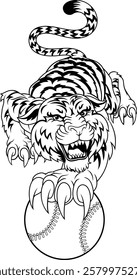 A tiger animal baseball or softball sports team cartoon mascot