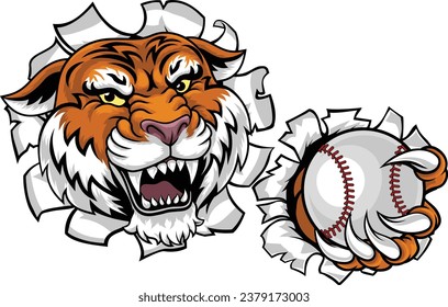 A tiger animal baseball sports team cartoon mascot