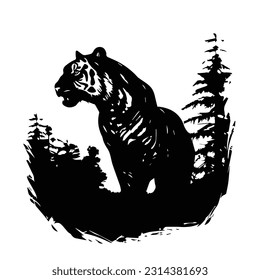 Tiger animal black and white images