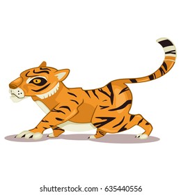 Tiger animal cartoon vector illustration isolated on white background.