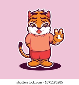 Tiger Animal Chibi character for Mascot Logo 