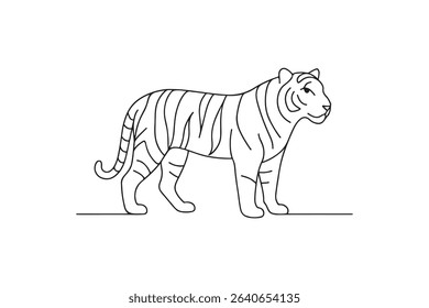 Tiger animal continuous one line drawing minimalism design