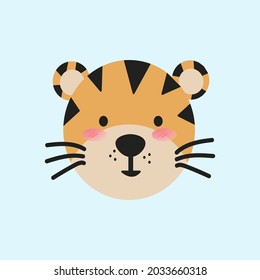 Tiger animal head cute cartoon illustration