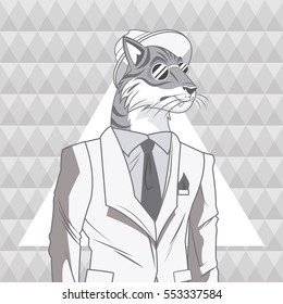 tiger animal hipster style triangule background