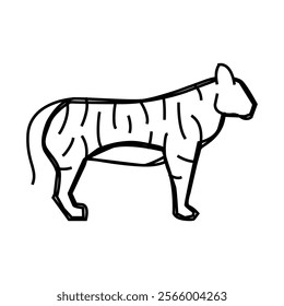 tiger animal line icon vector. tiger animal sign. isolated symbol illustration