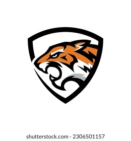 tiger animal mascot head logo vector illustration