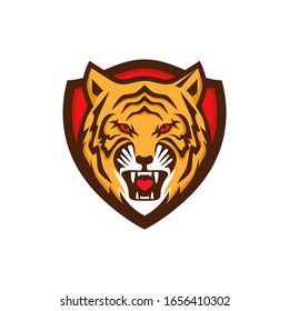logotipo de ilustración vectorial de la cabeza de la mascota animal tigre