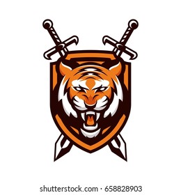 tiger animal mascot head vector illustration logo