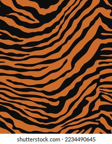 Tiger animal print orange black pattern vector seamless texture for print clothes, fabric