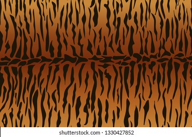 Tiger animal print seamless pattern with dark brown stripes on a gradient background. Can be used in textiles, fashion, clothes, paper, print. Vector illustration animal print repeat surface pattern. 