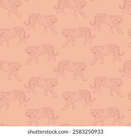 Tiger animal seamless pattern for textile, wallpaper, print, 