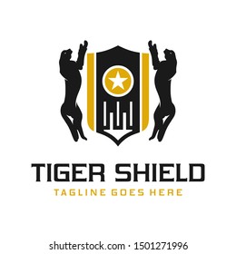 Tiger animal shield logo design