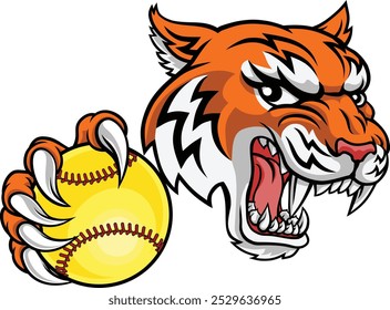 Um tigre animal softball esportes equipe de desenho animado mascote