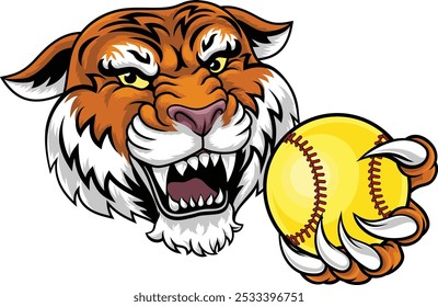 Um tigre animal softball esportes equipe de desenho animado mascote