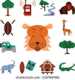tiger, animal, wildlife icon in a collection with other items