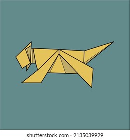 Tiger animals origami flat design. illustration set. Cartoon of folding paper collection. Vector illustration.