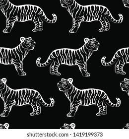 tiger animals seamless vector pattern. Concept for print, textile, wallpapers, clothing design