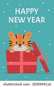 Tiger appearing forn the box. Chinese new year concept.