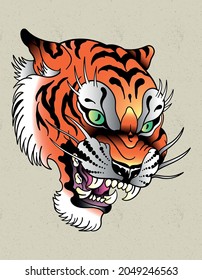 tiger art tattoo old school