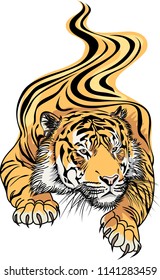 Tiger art vector illustration Design for tattoo art, book, poster, bag and T-shirt