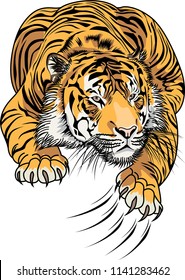 Tiger art vector illustration Design for tattoo art, book, poster, bag and T-shirt