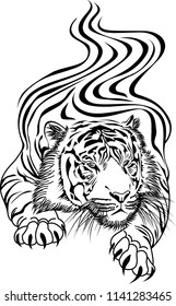 Tiger art vector illustration Design for tattoo art, book, poster, bag and T-shirt