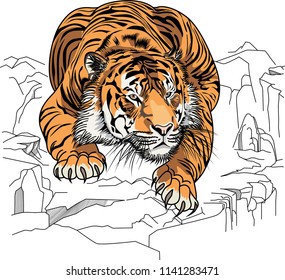 Tiger art vector illustration Design for tattoo art, book, poster, bag and T-shirt