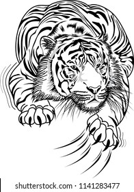 Tiger art vector illustration Design for tattoo art, book, poster, bag and T-shirt