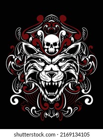 Tiger artwork illustration and t shirt design Premium Vector