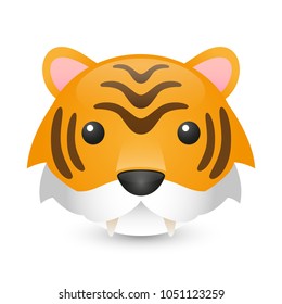 Tiger Asia Animals Emoji Illustration, Face Vector Design Art