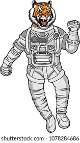 tiger with an astronaut suit vector cartoon