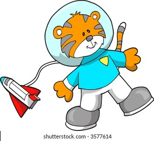 Tiger Astronaut Vector Illustration