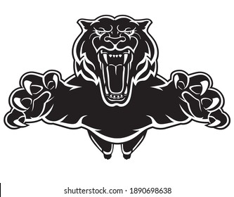 Tiger Attack Leap Silhouette, Front View