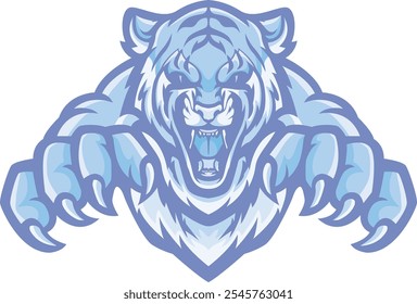 Tigre, ataque de tigre, logotipo, símbolo, dibujos animados, fondo, fondo feroz, amenaza