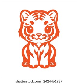 Tiger baby Vector outline drawing | Baby tiger coloring drawing
