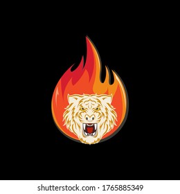 Tiger mit flammendem Hintergrund