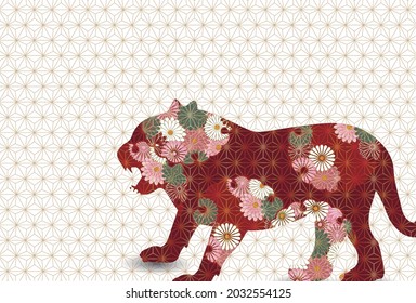 Tiger background illustration using Japanese pattern 