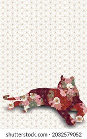 Tiger background illustration using Japanese pattern 