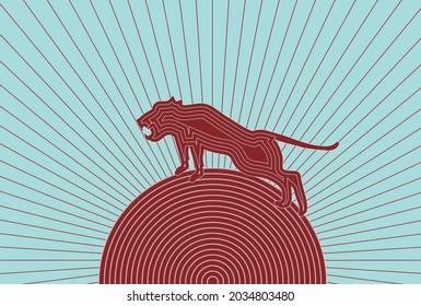 Tiger background illustration using Japanese pattern 