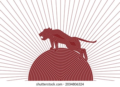 Tiger background illustration using Japanese pattern 