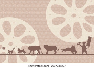 Tiger-Hintergrundgrafik mit japanischem Muster 
