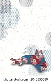 Tiger background illustration using Japanese pattern 