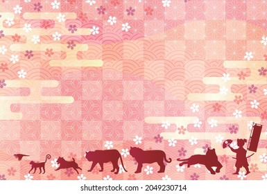Tiger-Hintergrundgrafik mit japanischem Muster.Kanji für die japanische Kalligrafie "tiger" 
