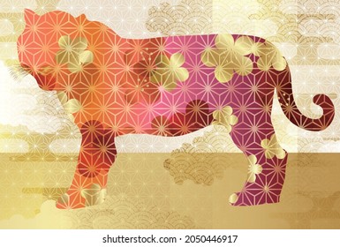 Tiger background illustration using Japanese pattern 