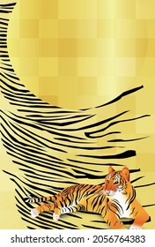 Tiger background illustration using Japanese pattern 